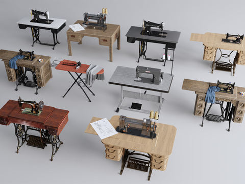  现代缝纫机 织布机3d模型 