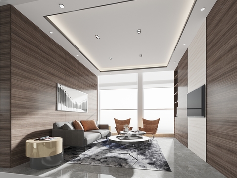  现代公司休息区3d模型 