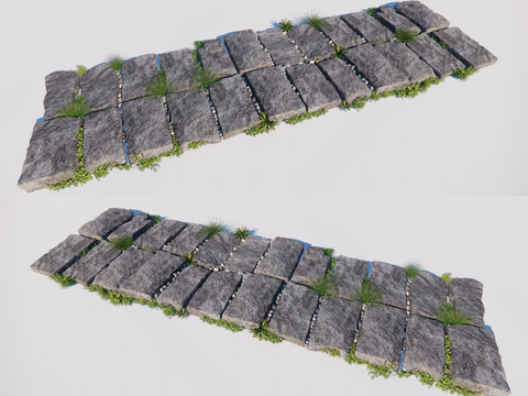  新中式汀步3d模型 