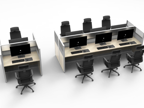  卡位办公桌 工位3d模型 