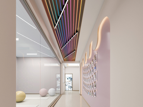  舞蹈教室 瑜伽室 走廊3d模型 