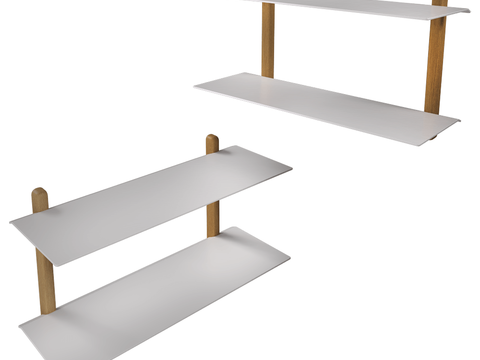  Gejst现代简约壁挂吊柜3d模型下载 白色搁板木质支架 室内设计素材 