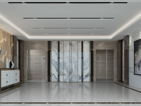  现代公司大堂3d模型 