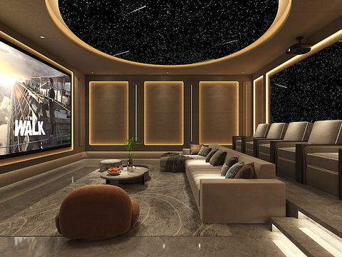  视听室 影音室 家庭影院3d模型 