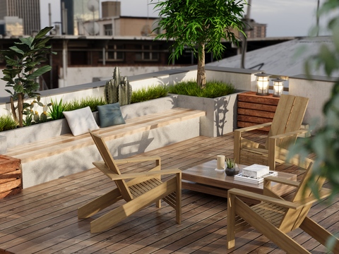  天台花园 休闲椅3d模型 