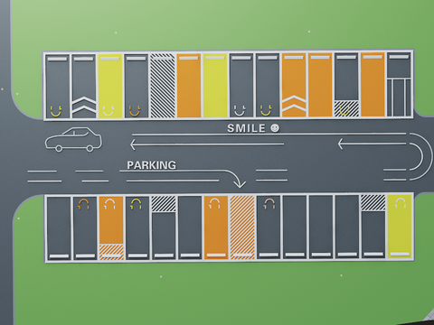  户外停车场 示范区停车位3d模型 