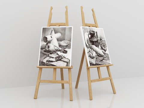  画板 画架 素描板 美术 画具3d模型 