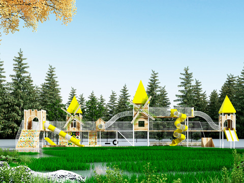  游乐场 滑梯设备3d模型 