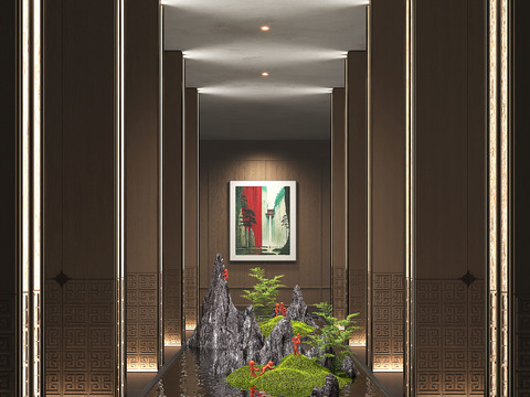  景观小品 假山水景 苔藓绿植3d模型 