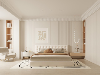 奶油风卧室 主卧 主人房3d模型