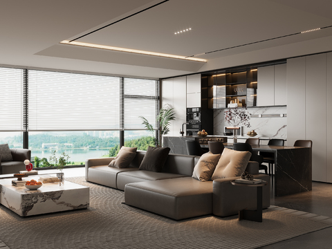  意式客餐厅3d模型 