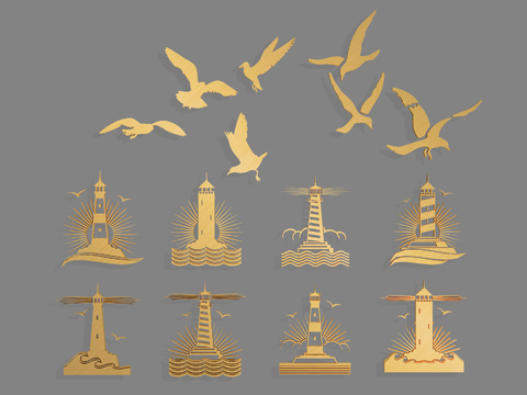  航海海洋图标3d模型 