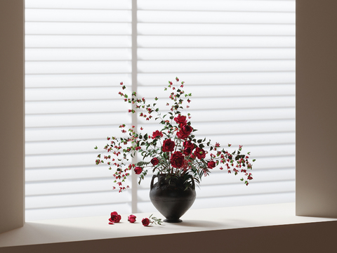 花瓶 花艺 鲜花 插花3d模型