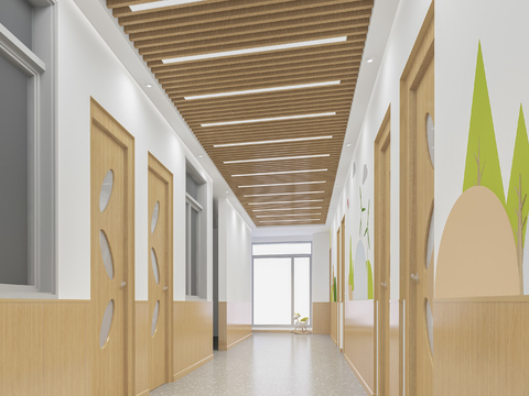  幼儿园走廊3d模型 