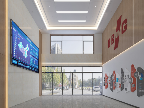  现代服务中心大厅 大堂3d模型 