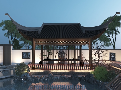  园林景观 公园景观 夜景3d模型 