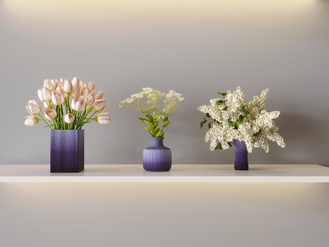 郁金香花瓶 花艺 插花 鲜花3d模型