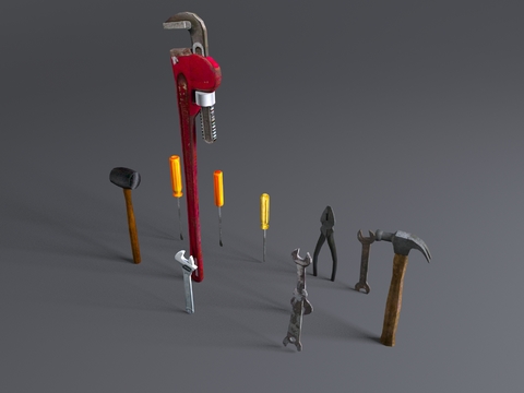  万用扳手 石锤 螺丝刀3d模型 