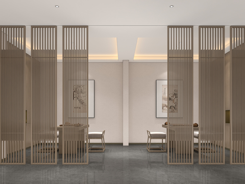  新中式棋牌室 围棋室3d模型 