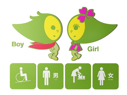  幼儿园指示牌 标识牌 卫生间导视牌 幼儿园门牌3d模型 