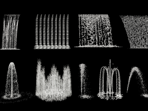  瀑布 水幕墙 流水3d模型 