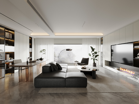  现代客餐厅3d模型 