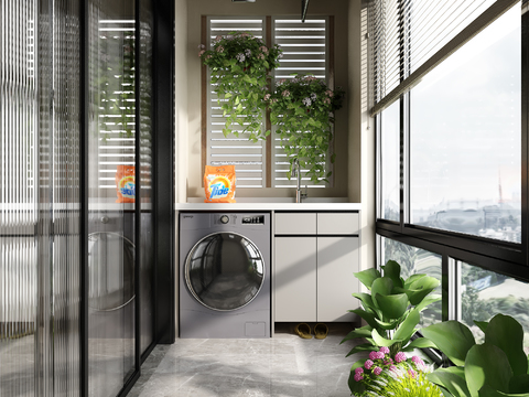  休闲阳台 洗衣房3d模型 