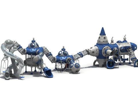  儿童户外游乐 太空滑梯3d模型 