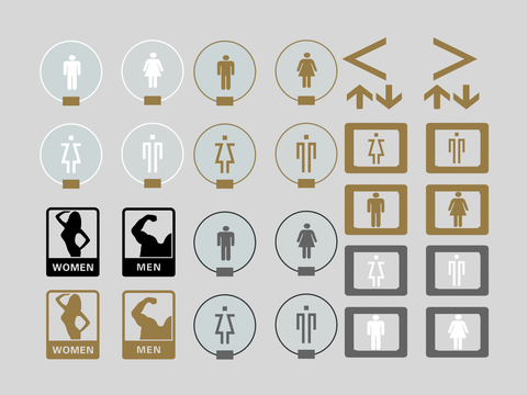 卫生间标识牌 指示牌3d模型 
