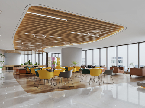  现代办公室 休息区 茶水间3d模型 