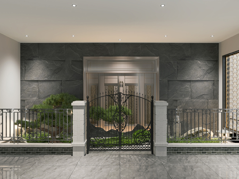  现代庭院景观3d模型 