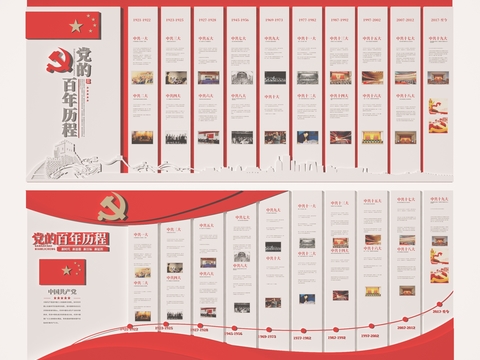  党建文化墙 宣传墙 宣传栏 历程墙3d模型 