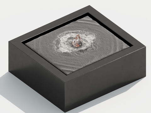  现代喷泉 户外水景 方形水池3d模型 