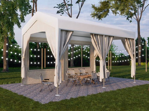  露营帐篷 网红帐篷 大天幕3d模型 