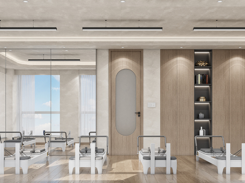  现代瑜伽室 瑜伽馆3d模型 