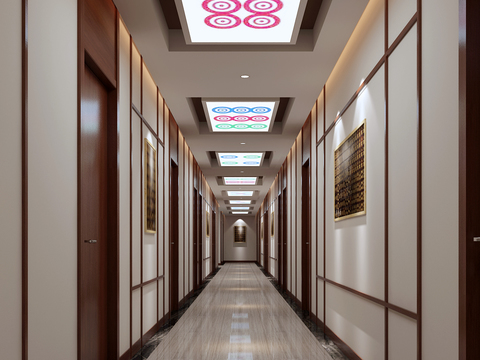  棋牌室走廊 过道3d模型 