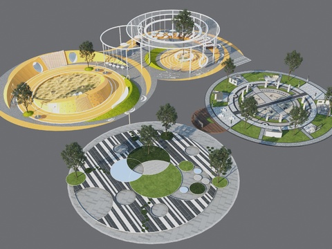  公园景观3d模型 