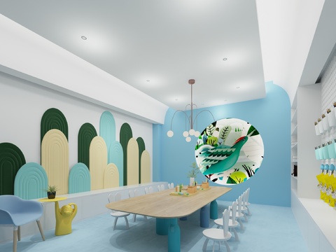  幼儿园阅览室3d模型 