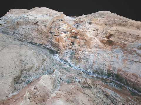  地中海建筑 山脉景观3d模型 