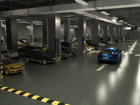  地下停车场3d模型 