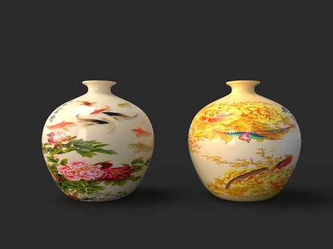  新中式瓷器 花瓶 器皿3d模型 