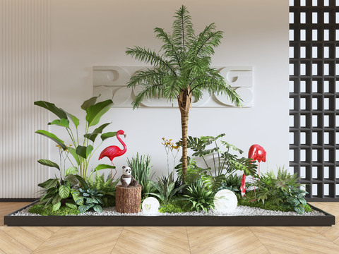  现代室内景观造景3d模型 