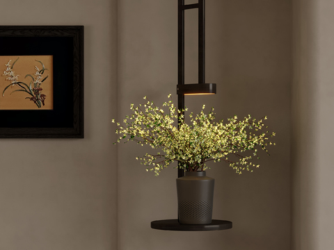 侘寂花瓶 花艺 插花 鲜花3d模型