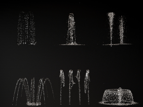  喷泉 流水 跌水3d模型 