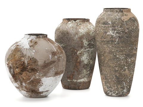  侘寂陶罐 陶器 花瓶 器皿3d模型 