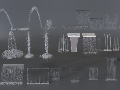  喷泉 流水 跌水3d模型 