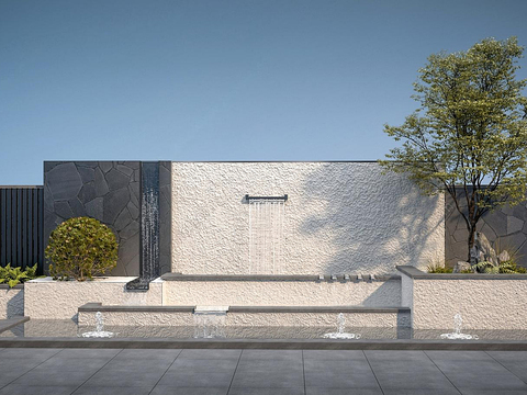  叠水景墙 喷泉小品3d模型 