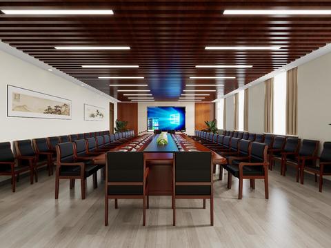  政府机关会议室3d模型 