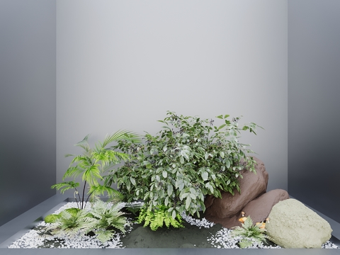  植物堆 采光井 室内造景3d模型 