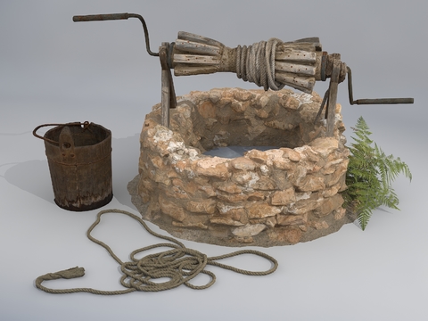  现代水井 景观小品3d模型 